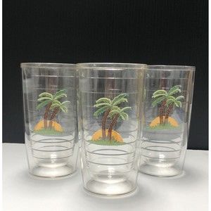 3 Large Tervis 24oz. Insulated Tumblers - Embroidered Palm Trees